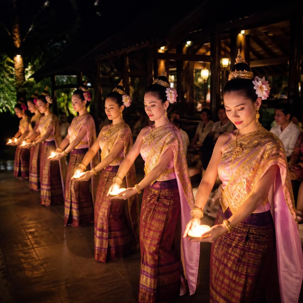 Hire Northern Thai Fawn Tian fan and candle dance in Bangkok, Chiang Mai, Pattaya and Phuket